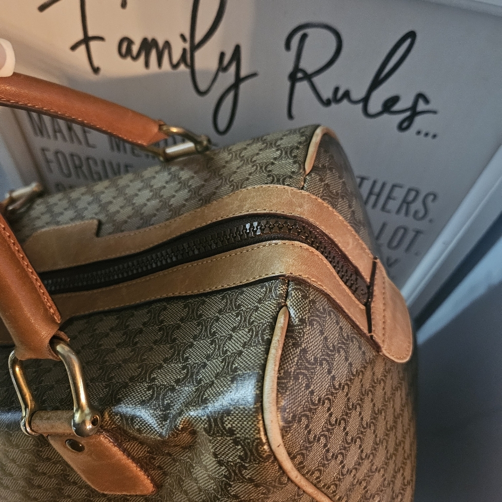 Celine Brown Monogram Canvas Top-Handle Satchel - Picture 6 of 16